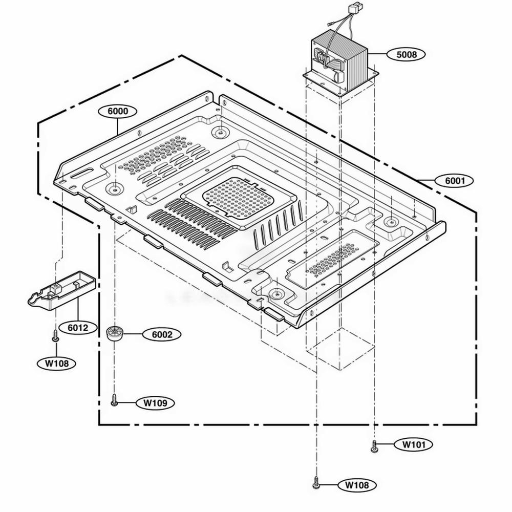 Base Plate Part Diagram and Parts List for 63999 AB1ESEA LG Wall Oven