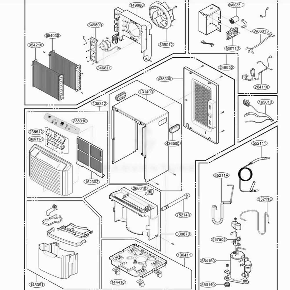 Main Diagram and Parts List for 048231364645 ASWAUSL LG Air Conditioner