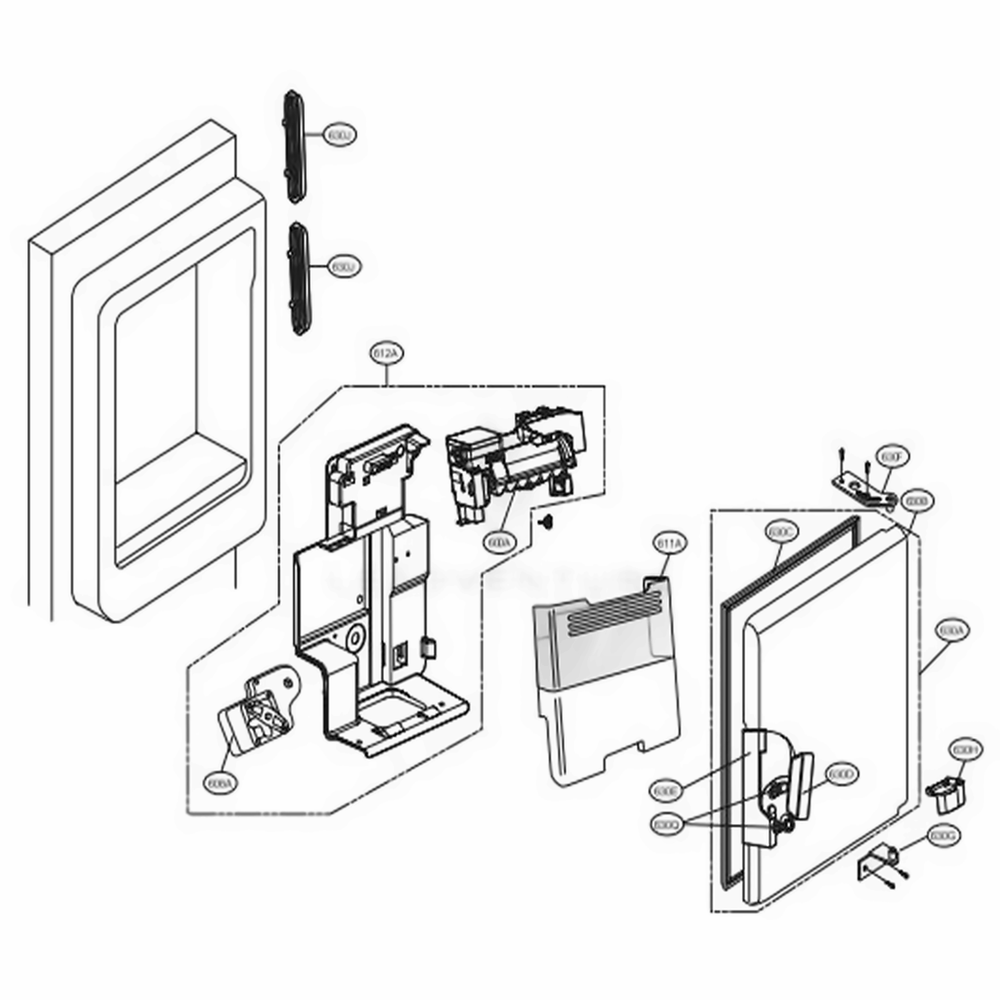 Ice Maker And Ice Bin Parts Diagram and Parts List for LMXS27626D ASBCNA0 LG Refrigerator