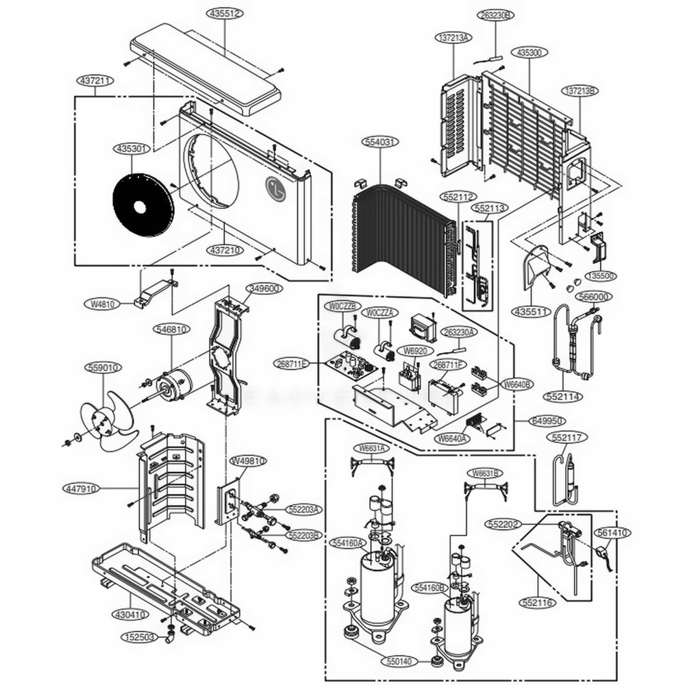 Main Diagram and Parts List for ADMC24SB AMBAHCI LG Air Conditioner
