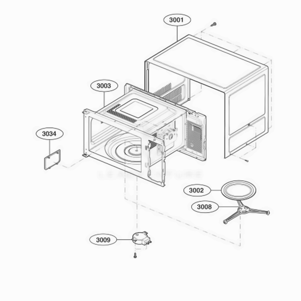 Oven Cavity Parts Diagram and Parts List for 66993 CS6ESEA LG Wall Oven