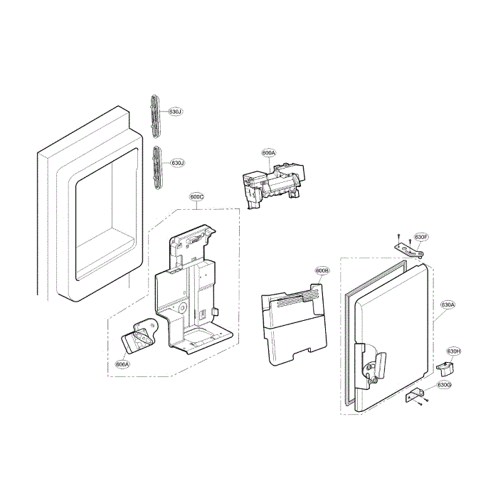 Ice Maker Diagram and Parts List for LFXS24623S 01 LG Refrigerator