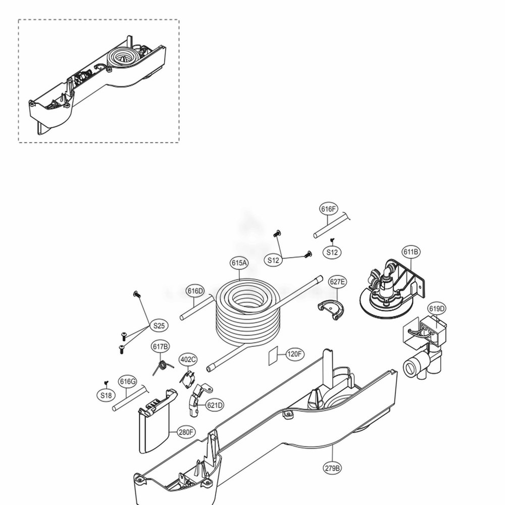 Dispenser Parts Diagram and Parts List for 79432 ASWCSE0 LG Refrigerator