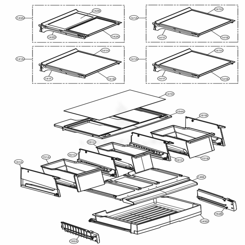 Refrigerator Parts Diagram and Parts List for LFXC24796S ASTCNA1 LG Refrigerator