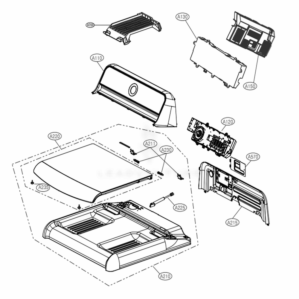 Control Panel And Plate Assembly Diagram and Parts List for DLGX7711VE ASSEEUS LG Dryer