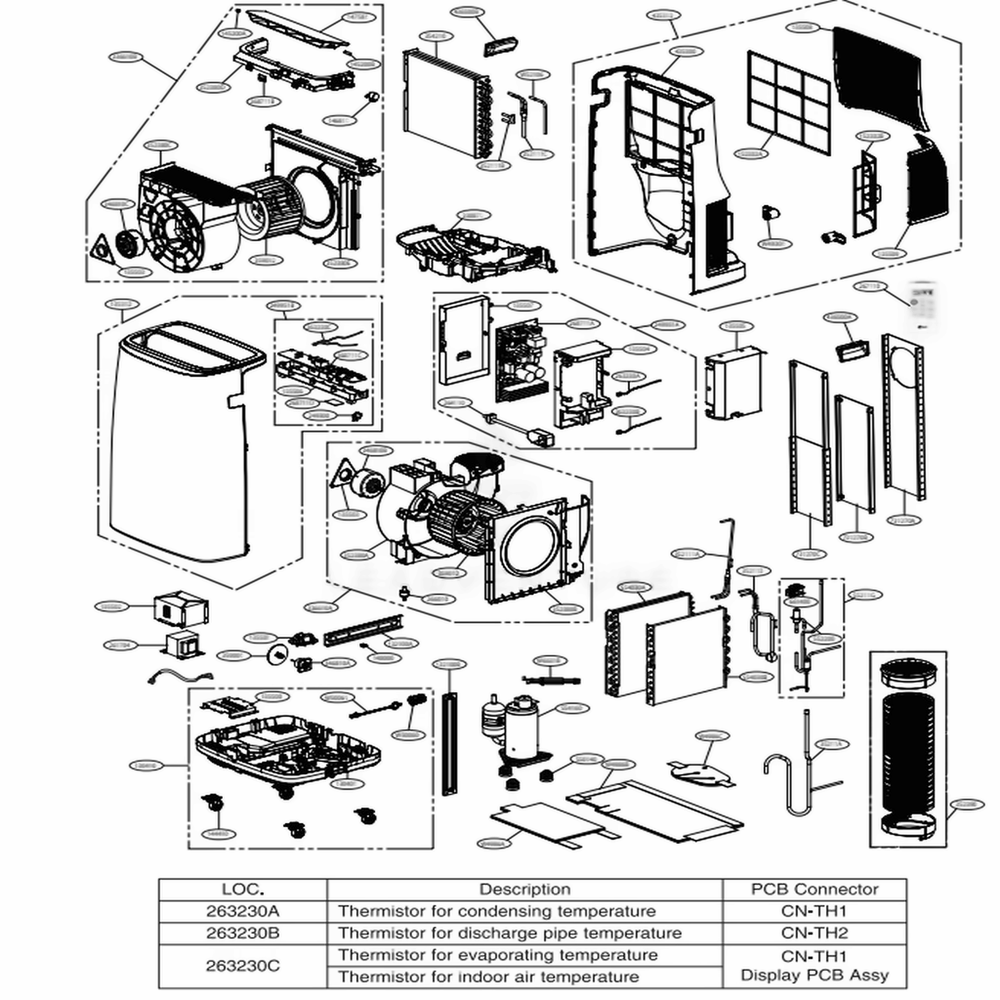 Main Diagram and Parts List for LP1419IVSM AT1AUSH LG Air Conditioner