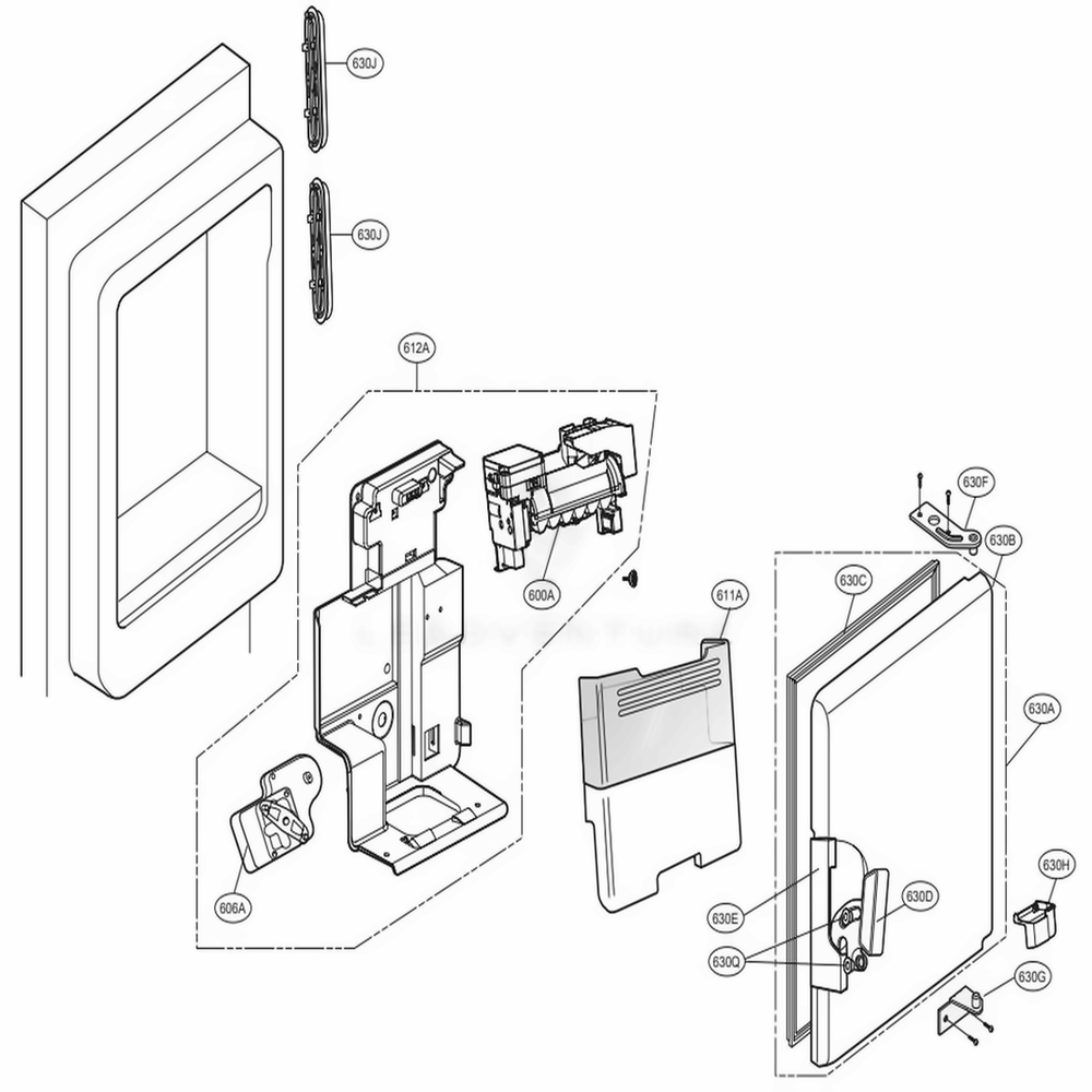 Ice Bin Parts Diagram and Parts List for LFX21976ST ASTCNA8 LG Refrigerator