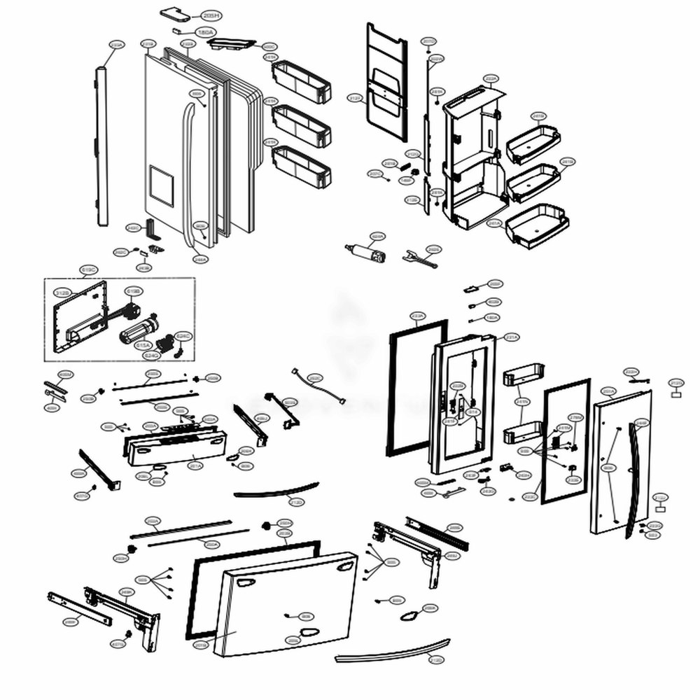 Door Parts Diagram and Parts List for LMXS30776S ASTCNA3 LG Refrigerator