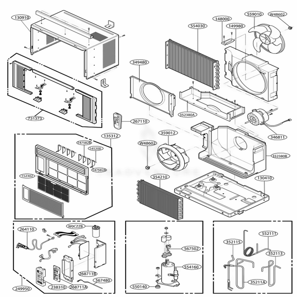 Main Diagram and Parts List for L6004R AWYAUSL LG Air Conditioner