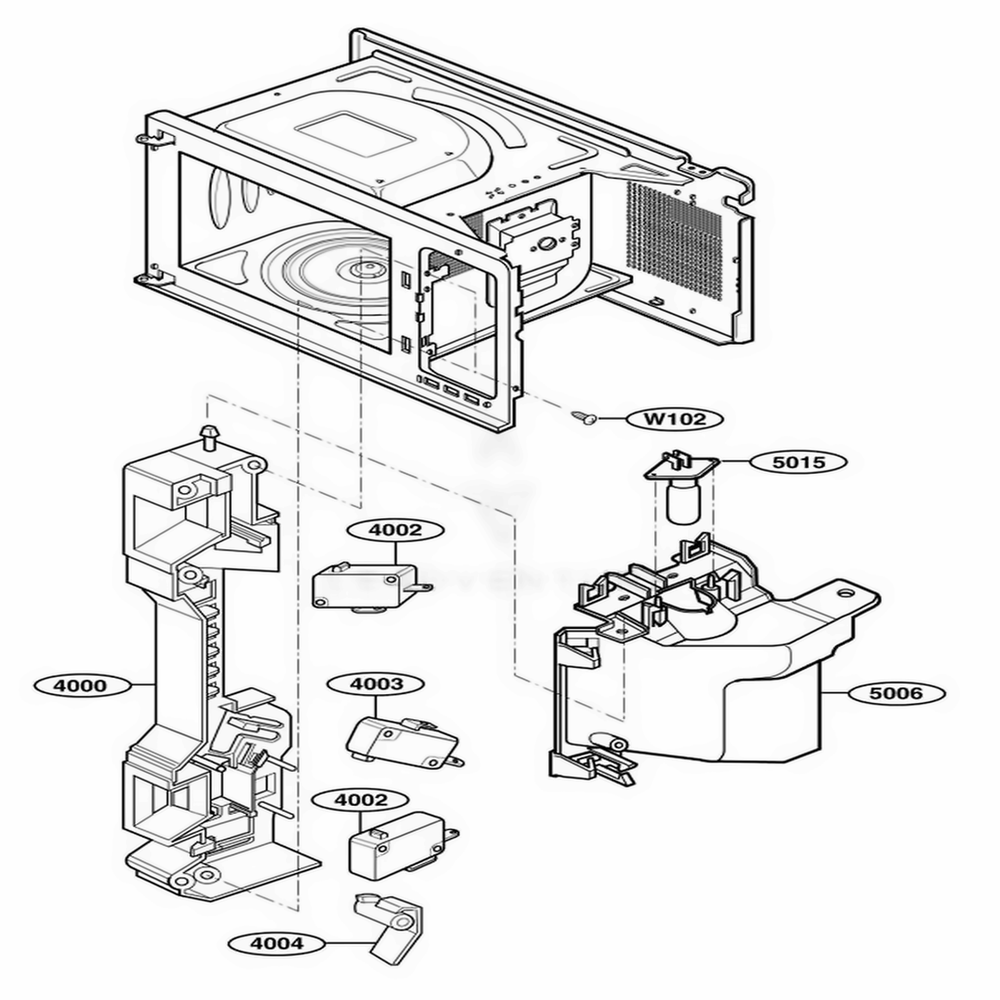 Latch Board Parts Diagram and Parts List for 66293 CSSESEA LG Range