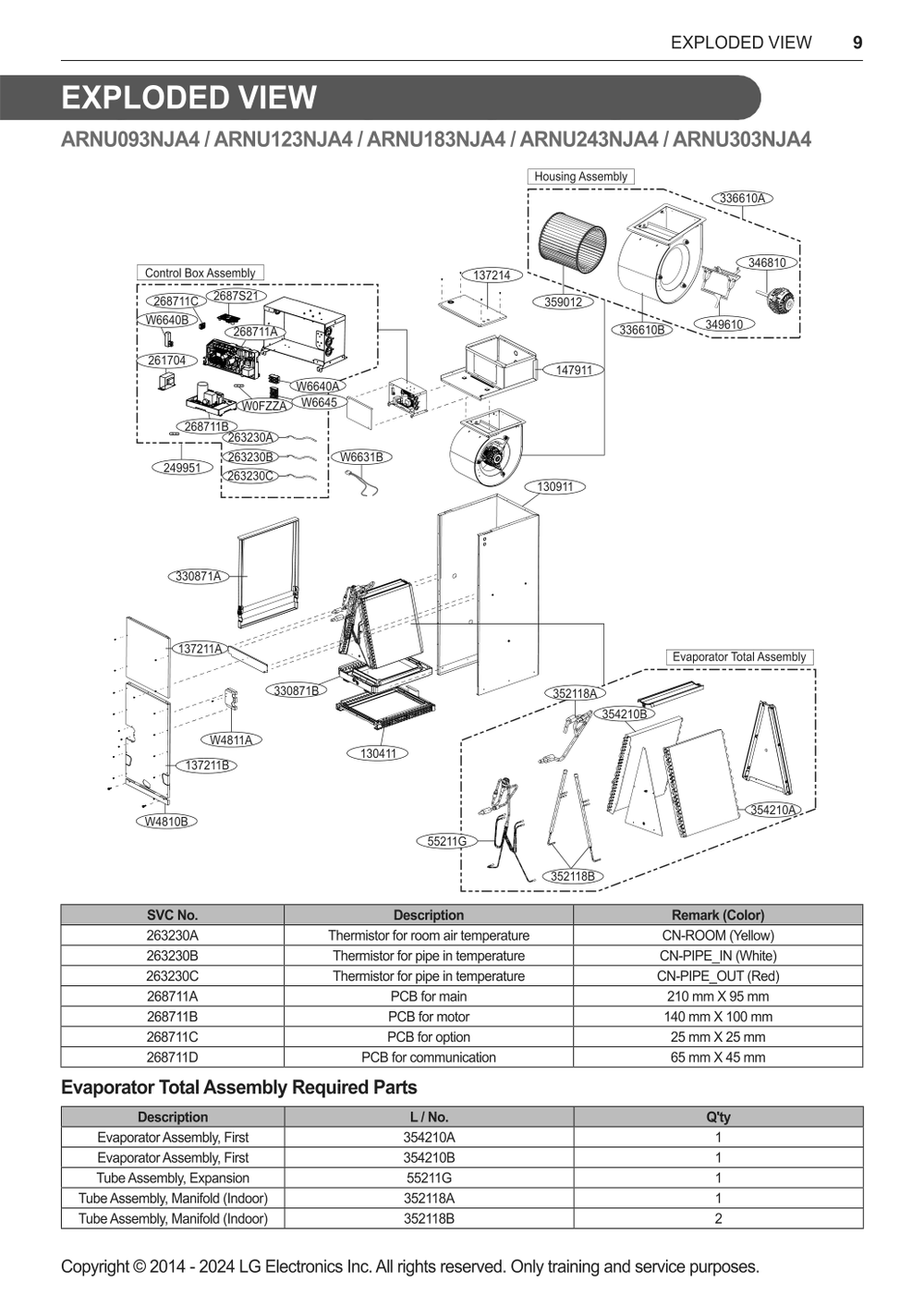 Diagram 1 Diagram and Parts List for ARNU093NJA4 AMBBLUS LG Air Conditioner