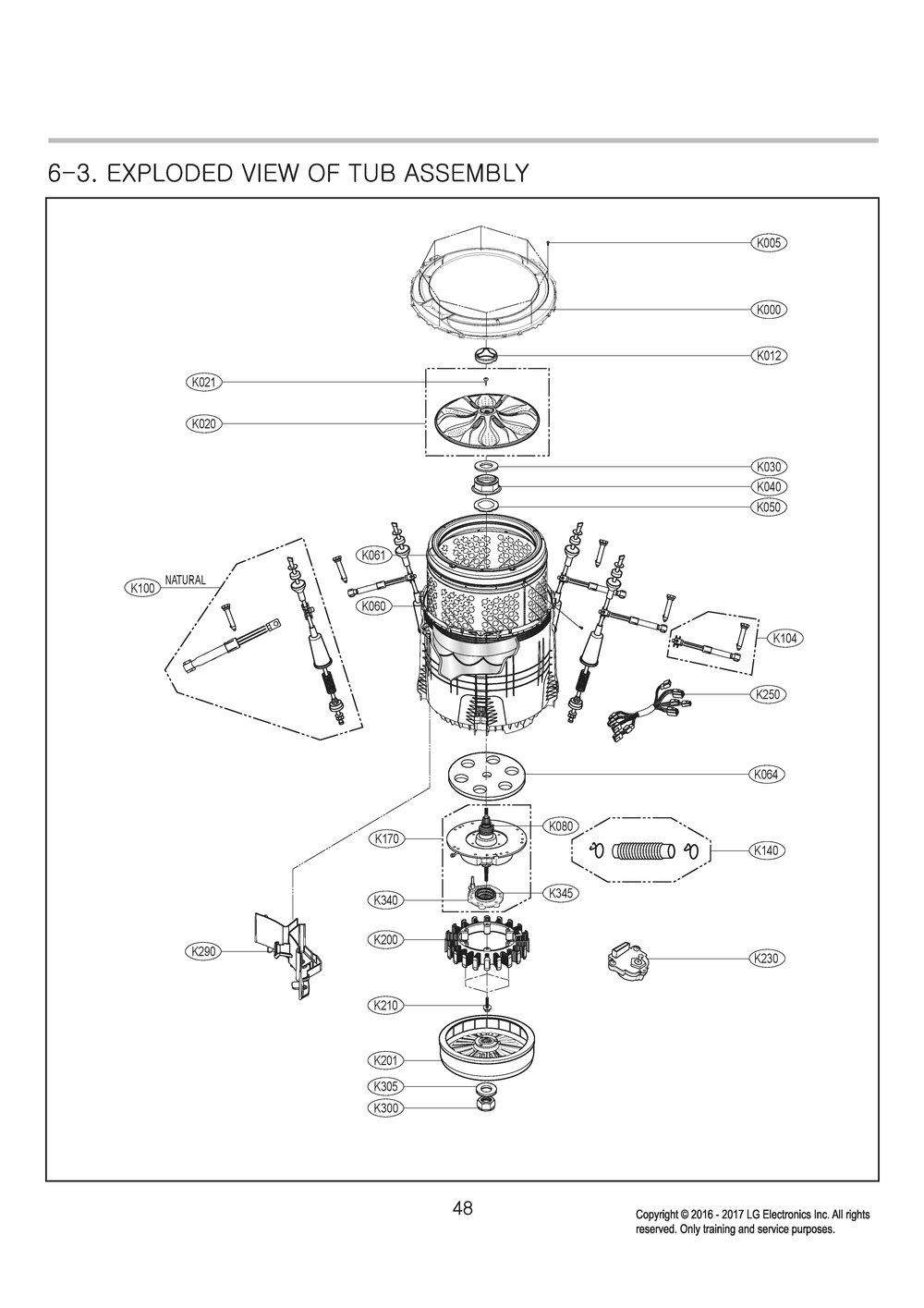 Tub Assembly Diagram and Parts List for T1780WFFT5 ASSETUS LG Washer