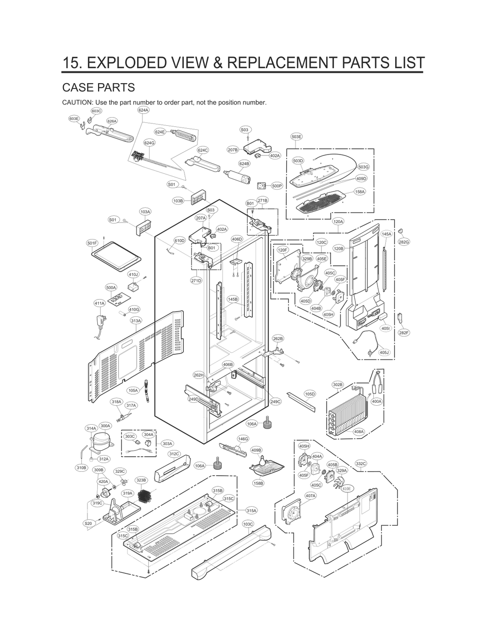 Case Parts Diagram and Parts List for GC-L288NSRP ASTCNA1 LG Refrigerator