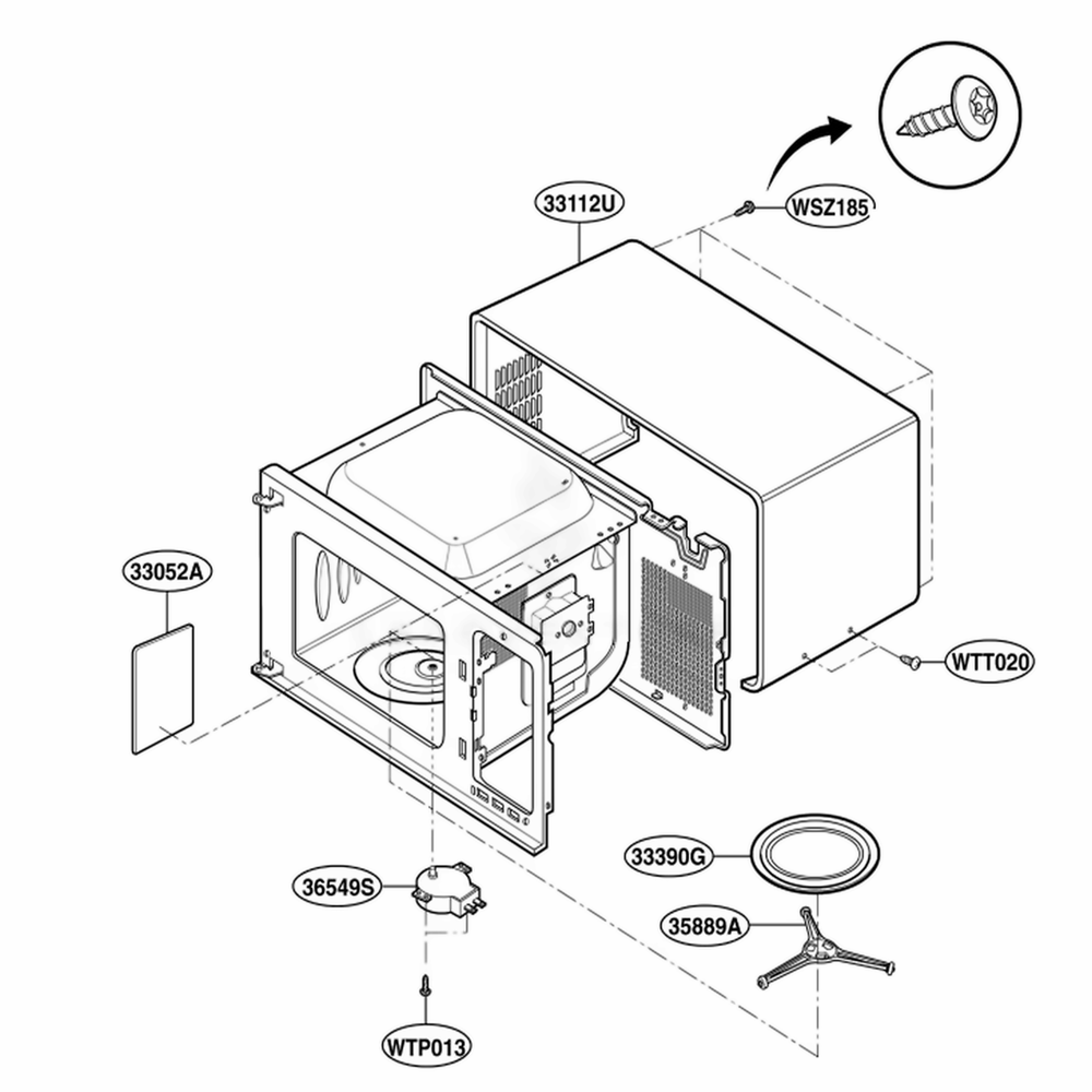 Oven Cavity Parts Diagram and Parts List for LSRM205ST CSBEVKG LG Range
