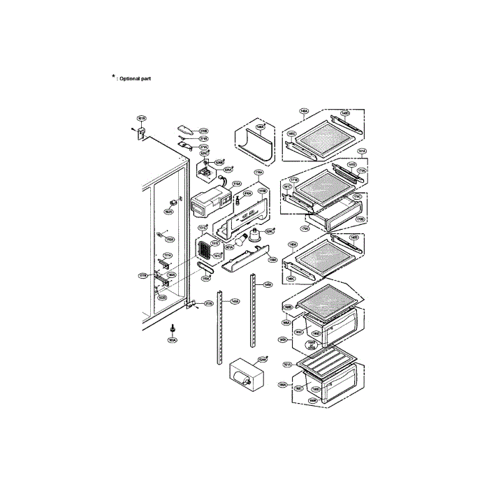 Refrigerator Compartment Diagram and Parts List for LRSPC2041T  LG Refrigerator