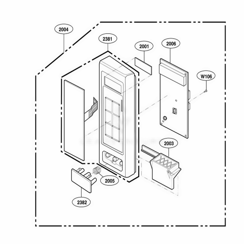 Control Panel Parts 2 Diagram and Parts List for 62253 KSBESEA LG Range
