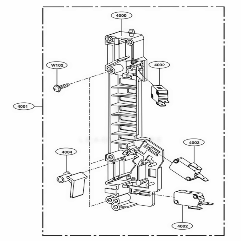 Latch Board Parts Diagram and Parts List for LMVM2033ST CSBELGA LG Microwave