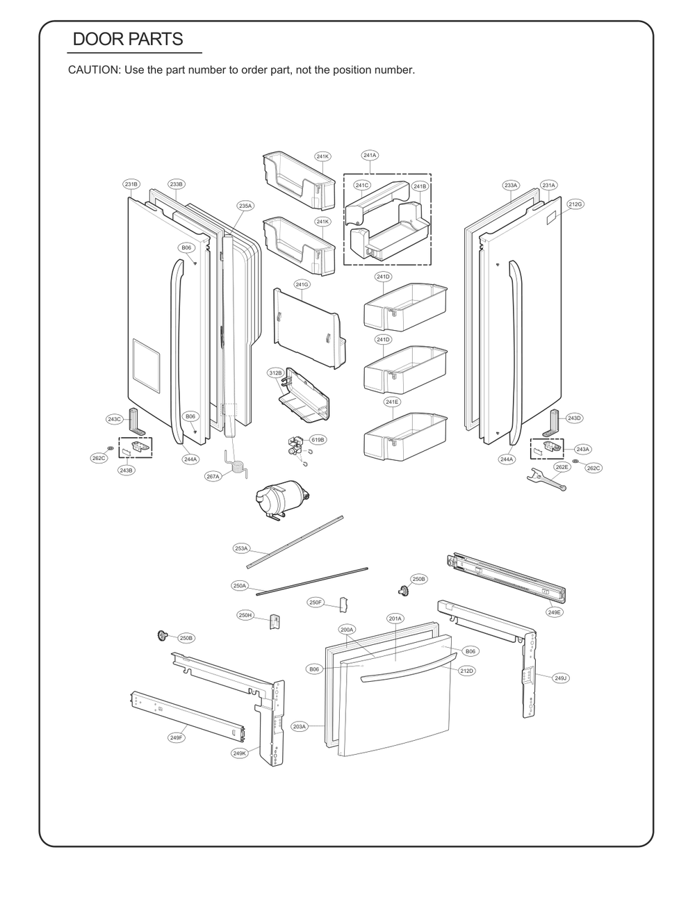 Door Parts Diagram and Parts List for GC-L288NSXP ASTCSE4 LG Refrigerator