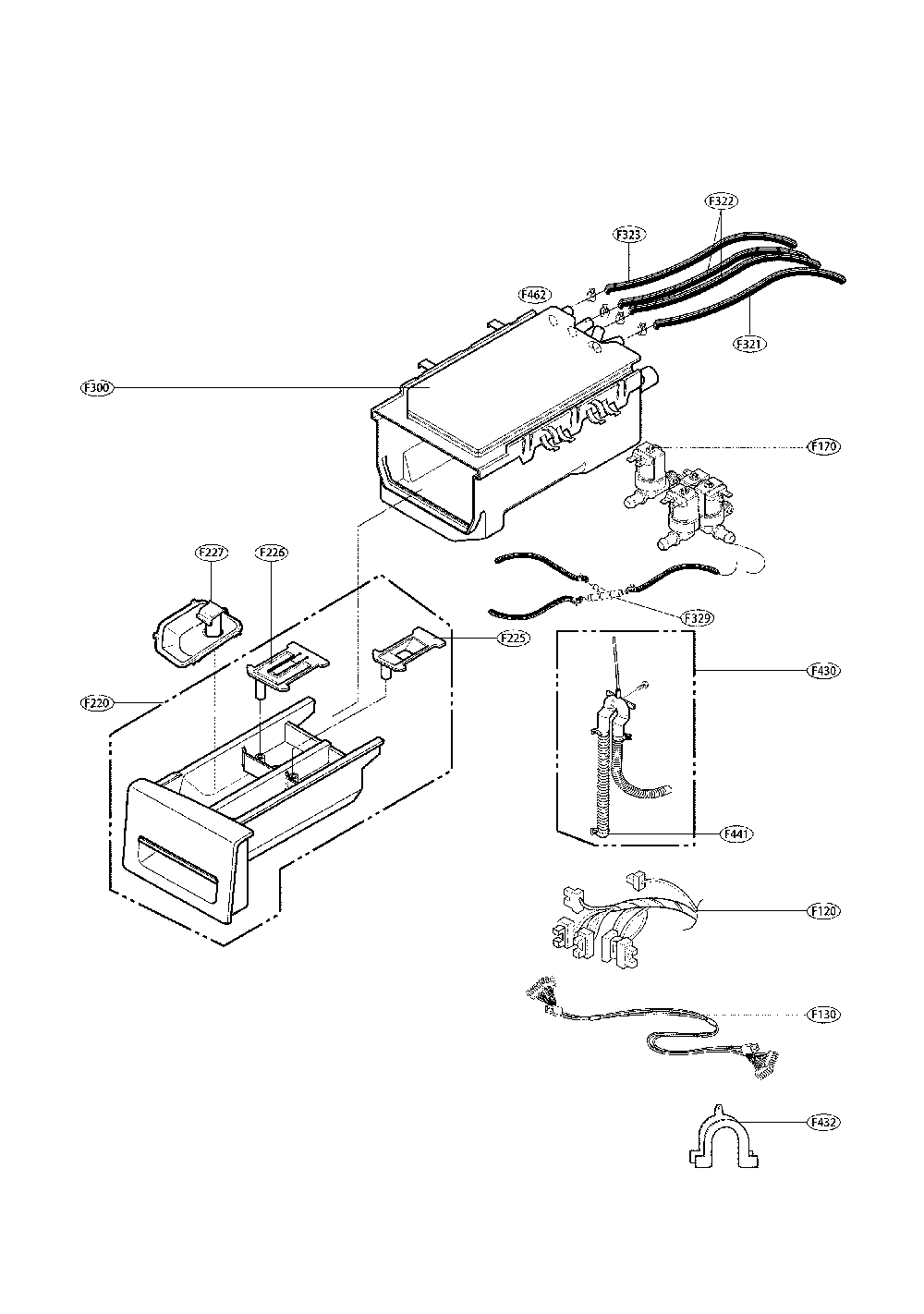 Dispenser assembly parts Diagram and Parts List for 79641392510  Kenmore Washer