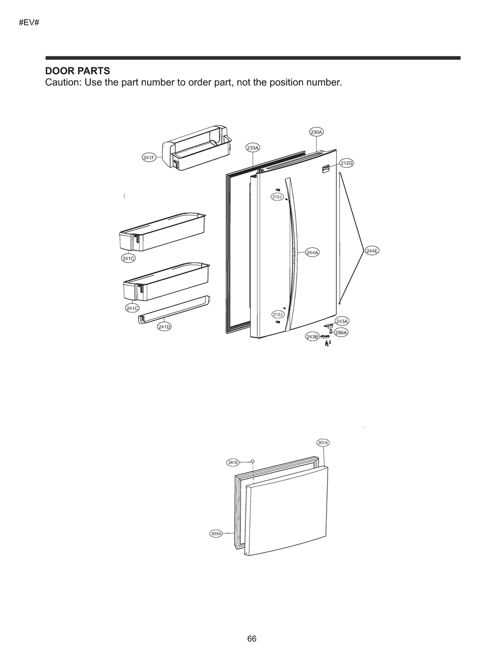 Door Parts Diagram and Parts List for GM-B229QQFM ASWCSE0 LG Refrigerator