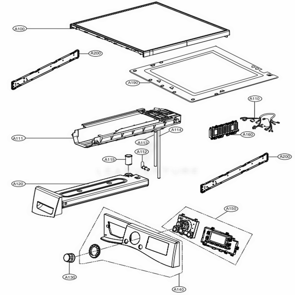 Control Panel And Top Plate Assembly Diagram and Parts List for DLEC885W ABWEEUS LG Dryer