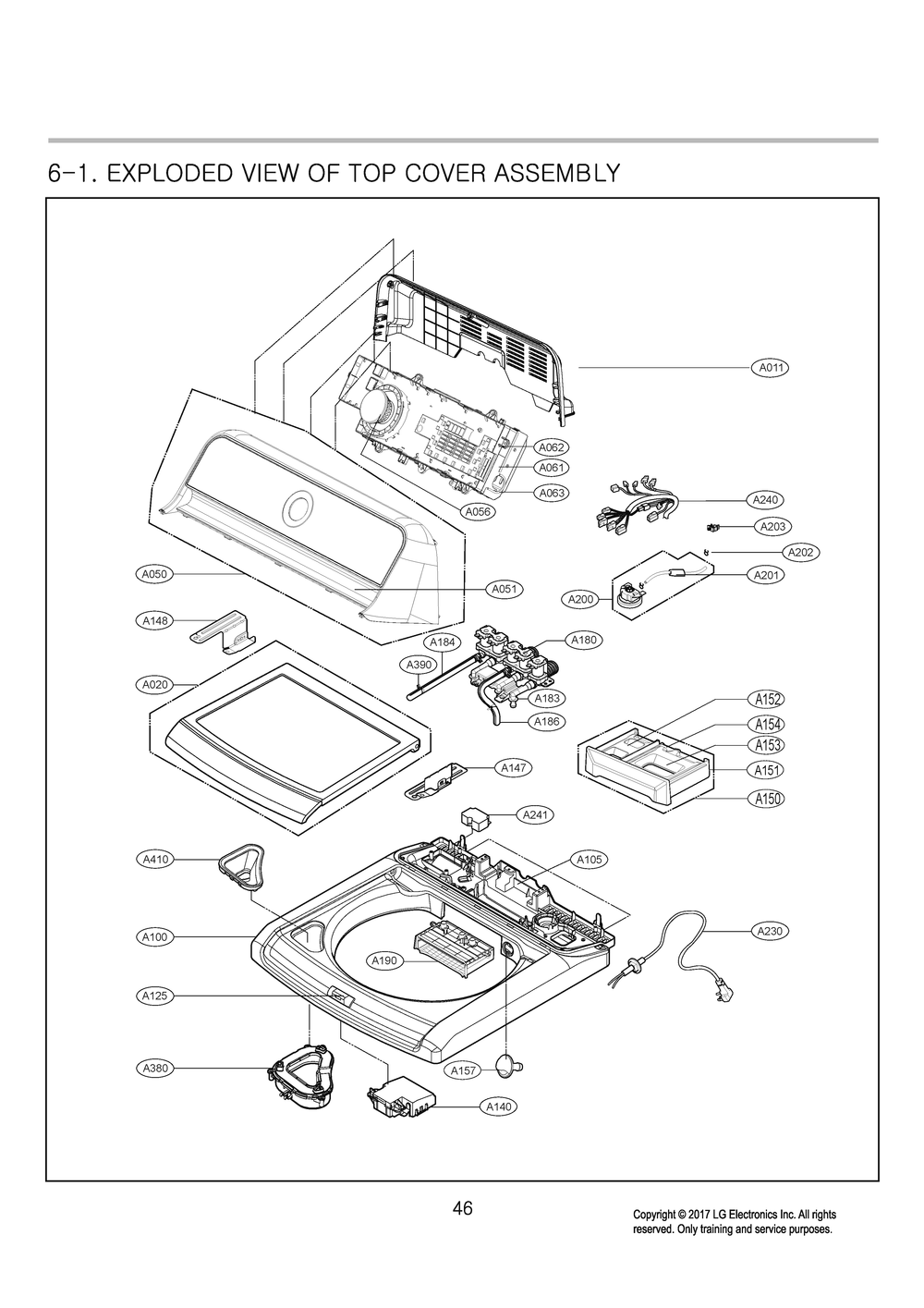 Top Cover Assembly Diagram and Parts List for T1480HGPT5 ASSETUS LG Washer