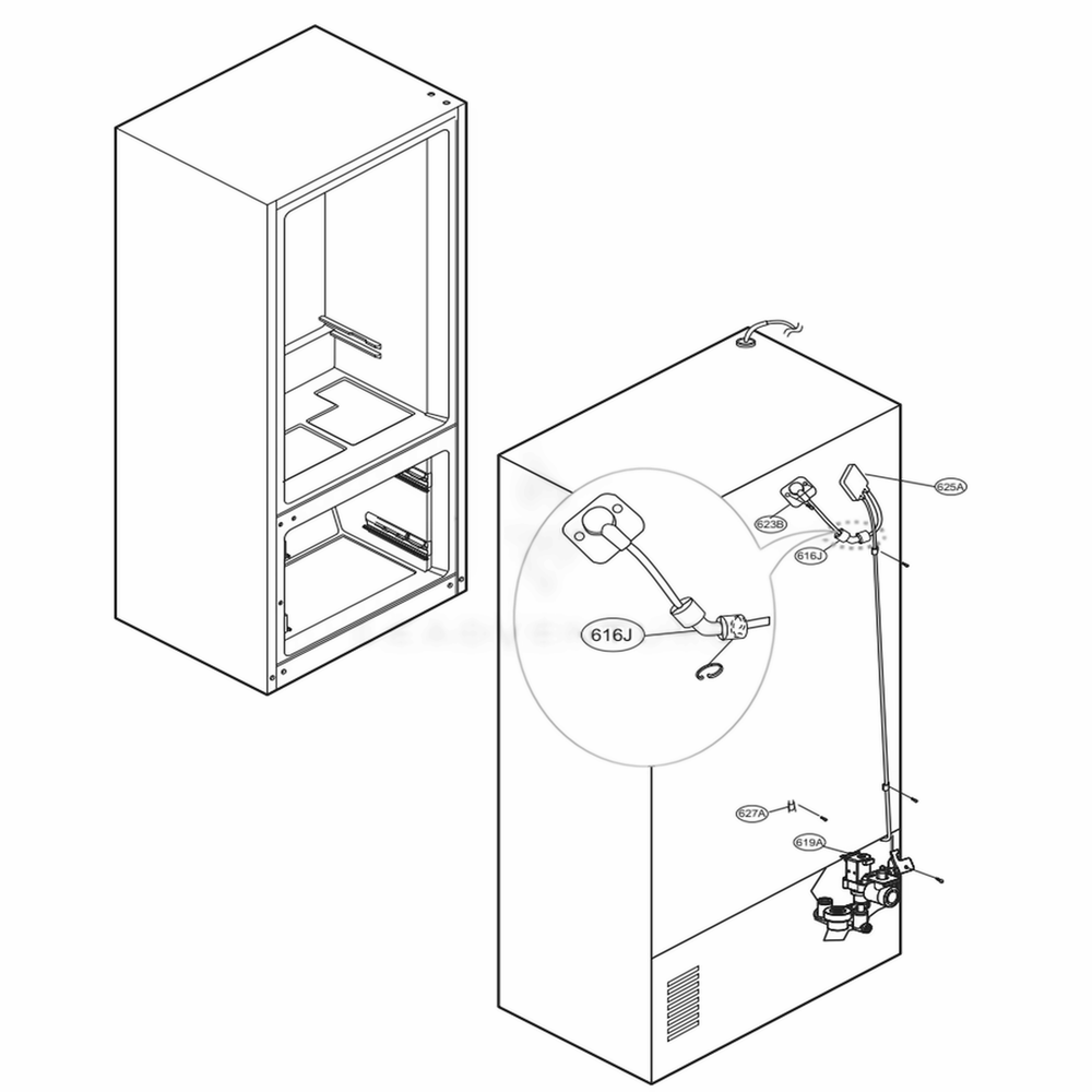 Valve And Water Tube Parts Diagram and Parts List for 74145 ASTCSE0 LG Refrigerator