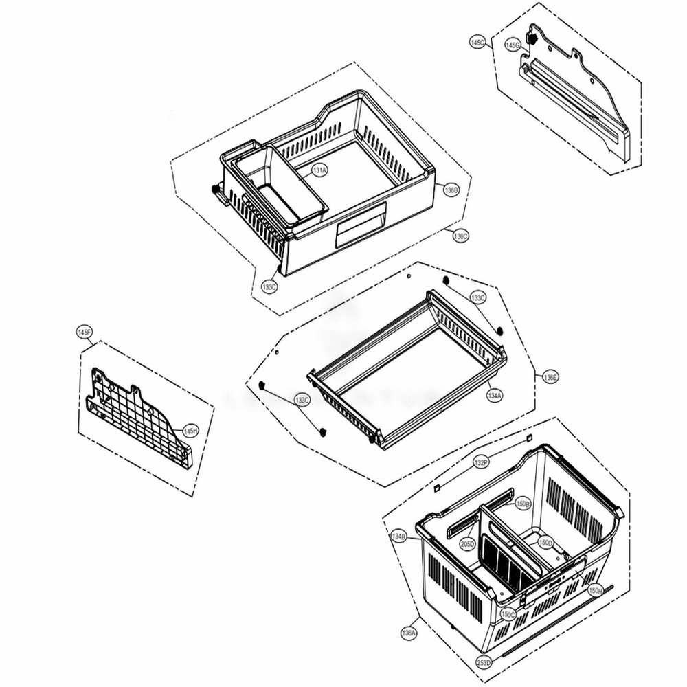 Freezer Parts Diagram and Parts List for 73157 ASBCSE0 LG Refrigerator
