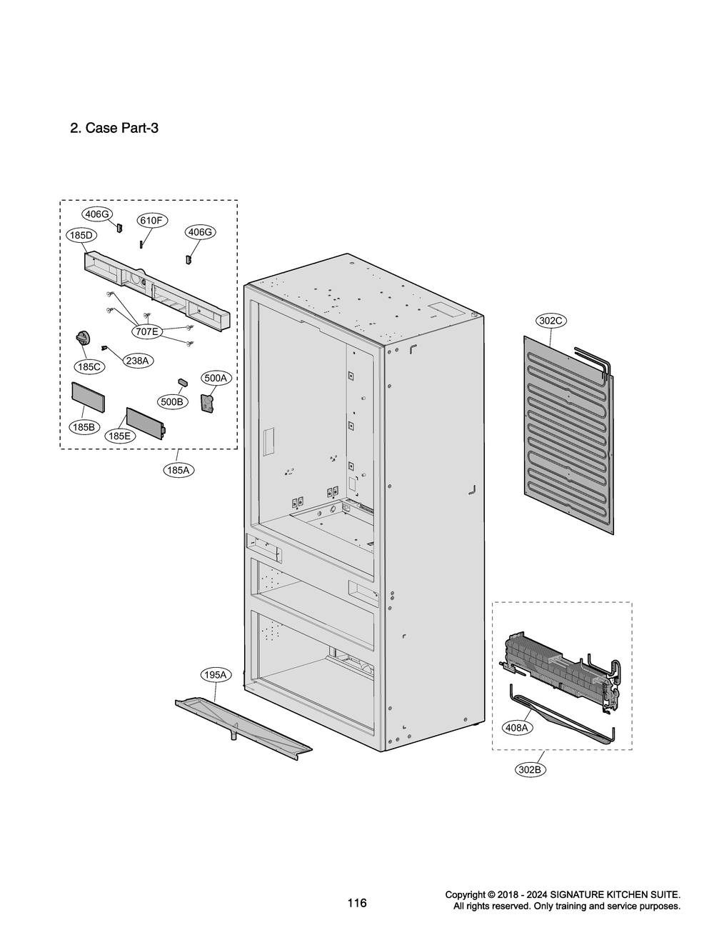 Case Part-3 Diagram and Parts List for GR-617AGPPM ASWCNA0 LG Refrigerator