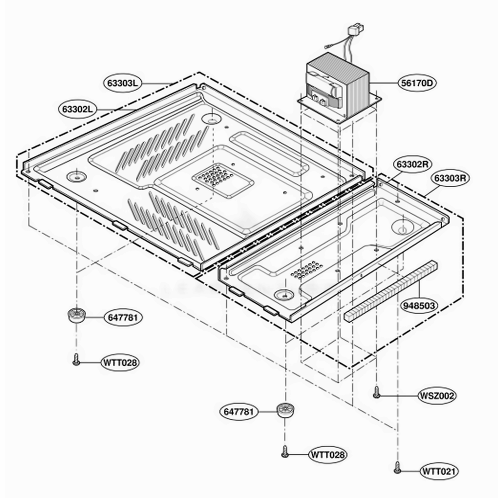 Base Plate Parts Diagram and Parts List for MT2110SJQ MWEWRP LG Range