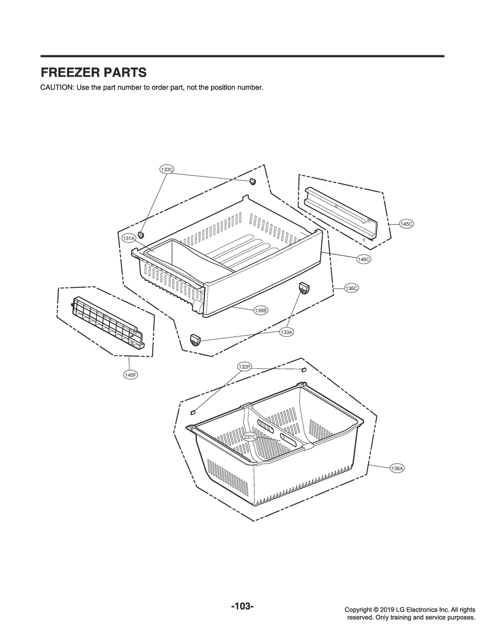 Freezer Parts Diagram and Parts List for GR-Q238NSNM ASTCNA0 LG Refrigerator