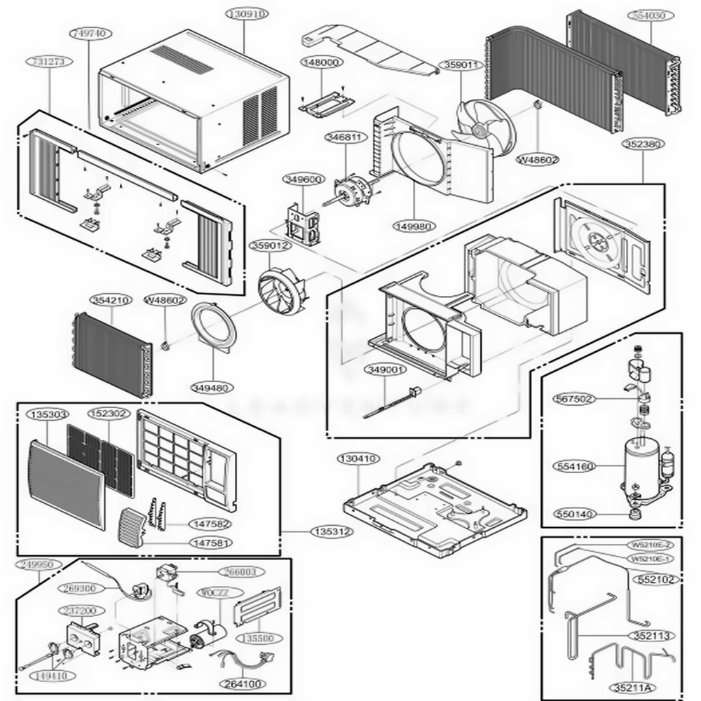 Main Diagram and Parts List for R1203 AWYAUSG LG Air Conditioner