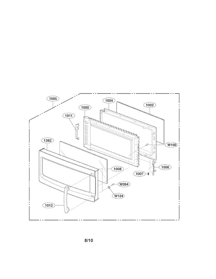 Door Parts Diagram and Parts List for LMV2053SW 01 LG Microwave