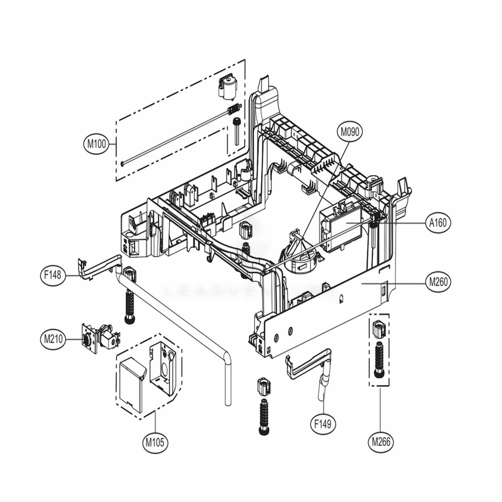 Base Assembly Diagram and Parts List for LDF7774BD ABDEEUS LG Dishwasher