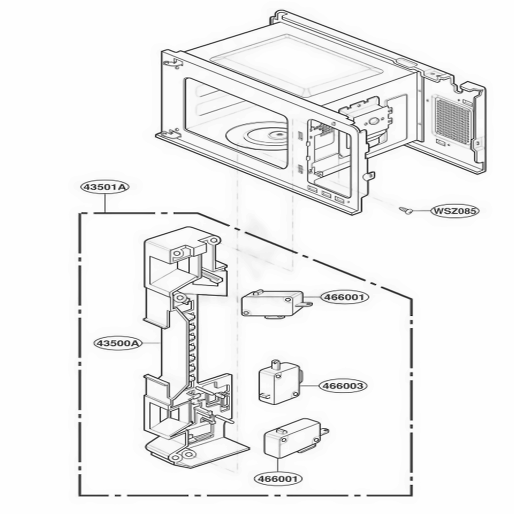 Latch Board Parts Diagram and Parts List for KCMS145JSS0 ASTEKAD LG Range