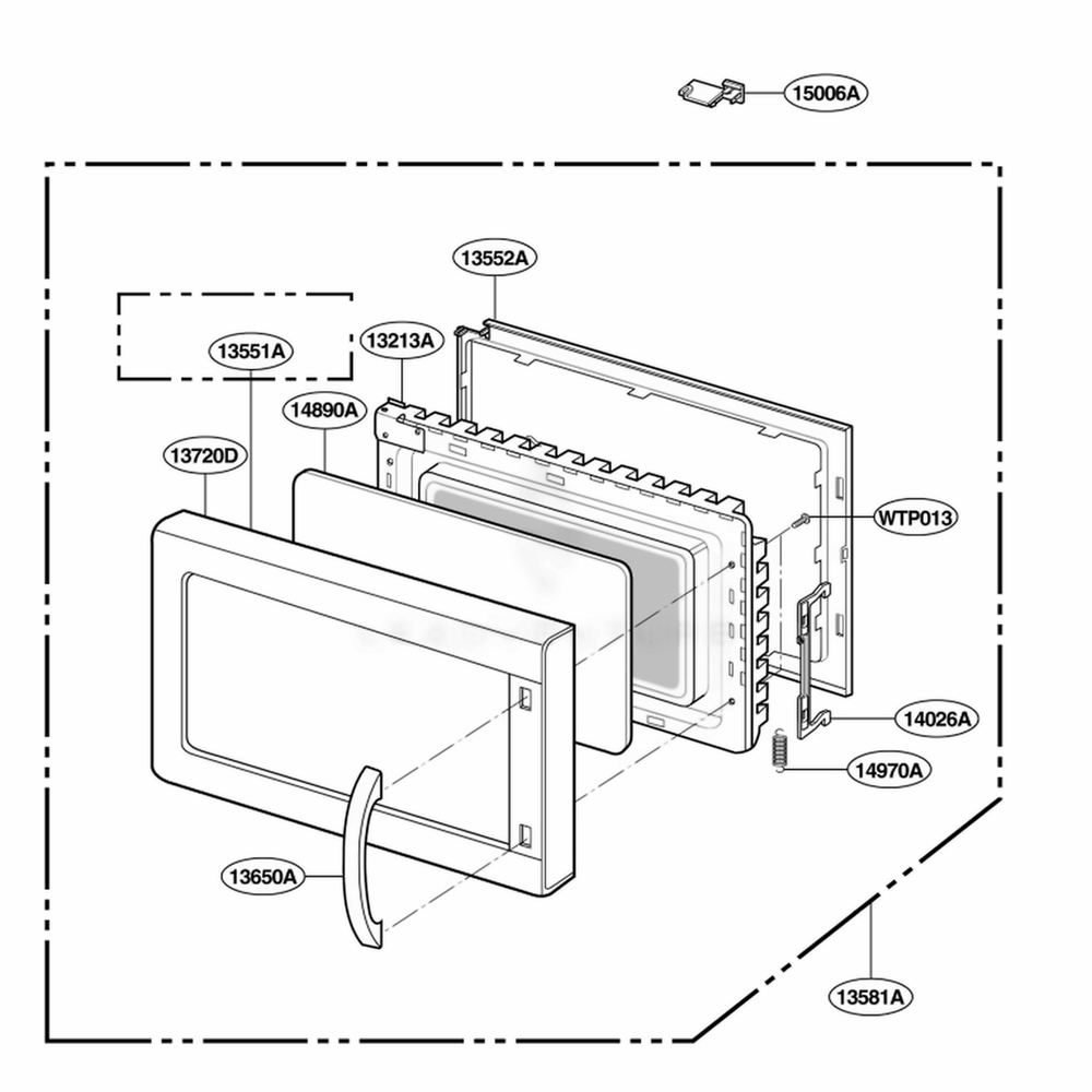 Door Parts Diagram and Parts List for ACM1580AB ABKEAMA LG Range