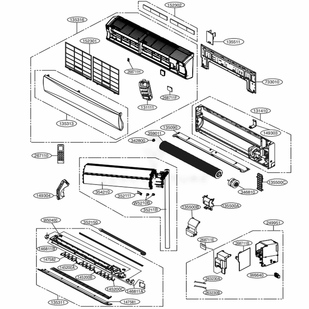 Indoor Unit Diagram and Parts List for LSN181HSV3 AWHBEUS LG Air Conditioner