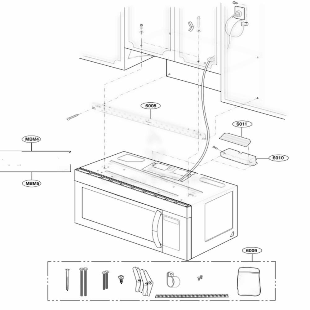 Installation Parts Diagram and Parts List for LMV1763ST CSBELNA LG Range