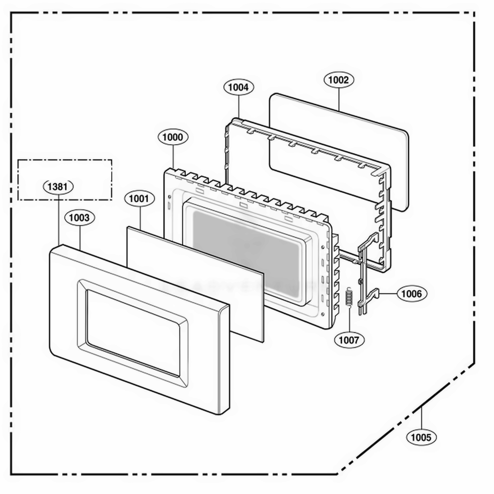 Door Parts Diagram and Parts List for 62469 CB1ESEA LG Wall Oven