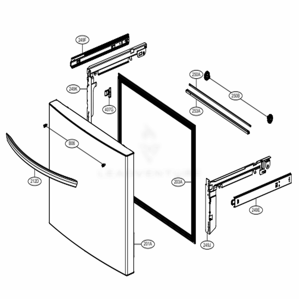 Door Parts 3 Diagram and Parts List for 75065 ASTCSE0 LG Refrigerator
