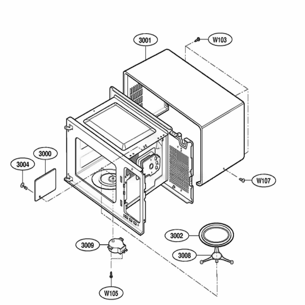 Oven Cavity Parts Diagram and Parts List for MBBB ABKEBSH LG Wall Oven