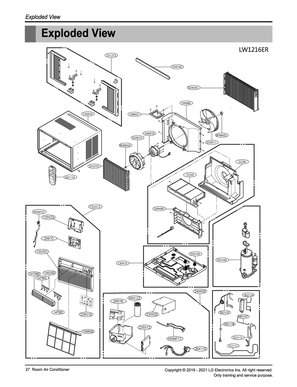 Diagram 1 Diagram and Parts List for LW1216ER AT1AUSL LG Air Conditioner