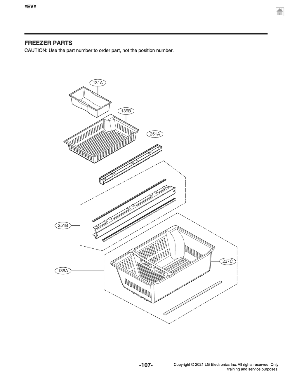 Freezer Parts Diagram and Parts List for GR-X28ANSXM ASTCNA6 LG Refrigerator