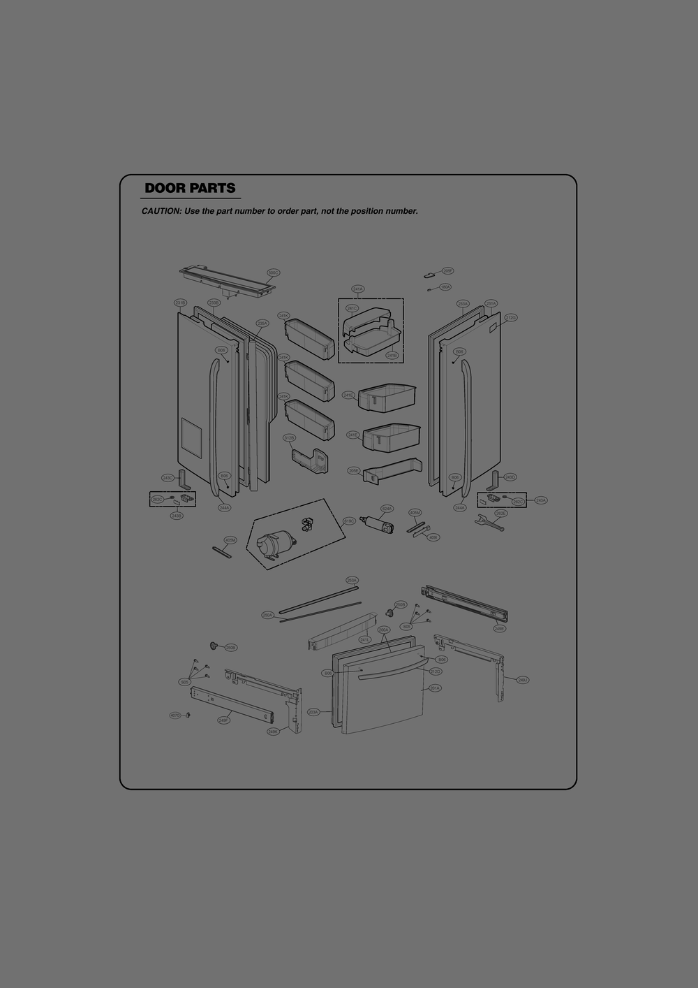 Door Parts Diagram and Parts List for GR-L268LQTM ASWCSE1 LG Refrigerator
