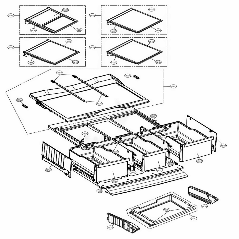Refrigerator Parts Diagram and Parts List for LFXS32766S ASTCNA1 LG Refrigerator