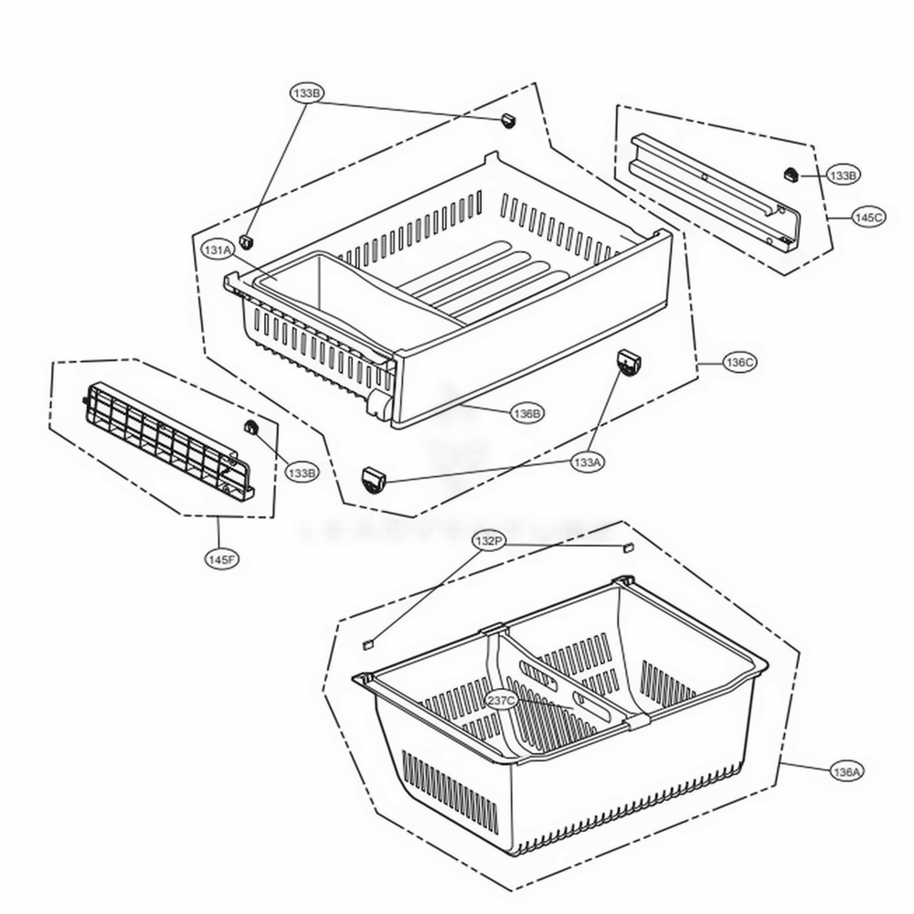 Freezer Parts Diagram and Parts List for LFXS27566S ASTCNA0 LG Refrigerator