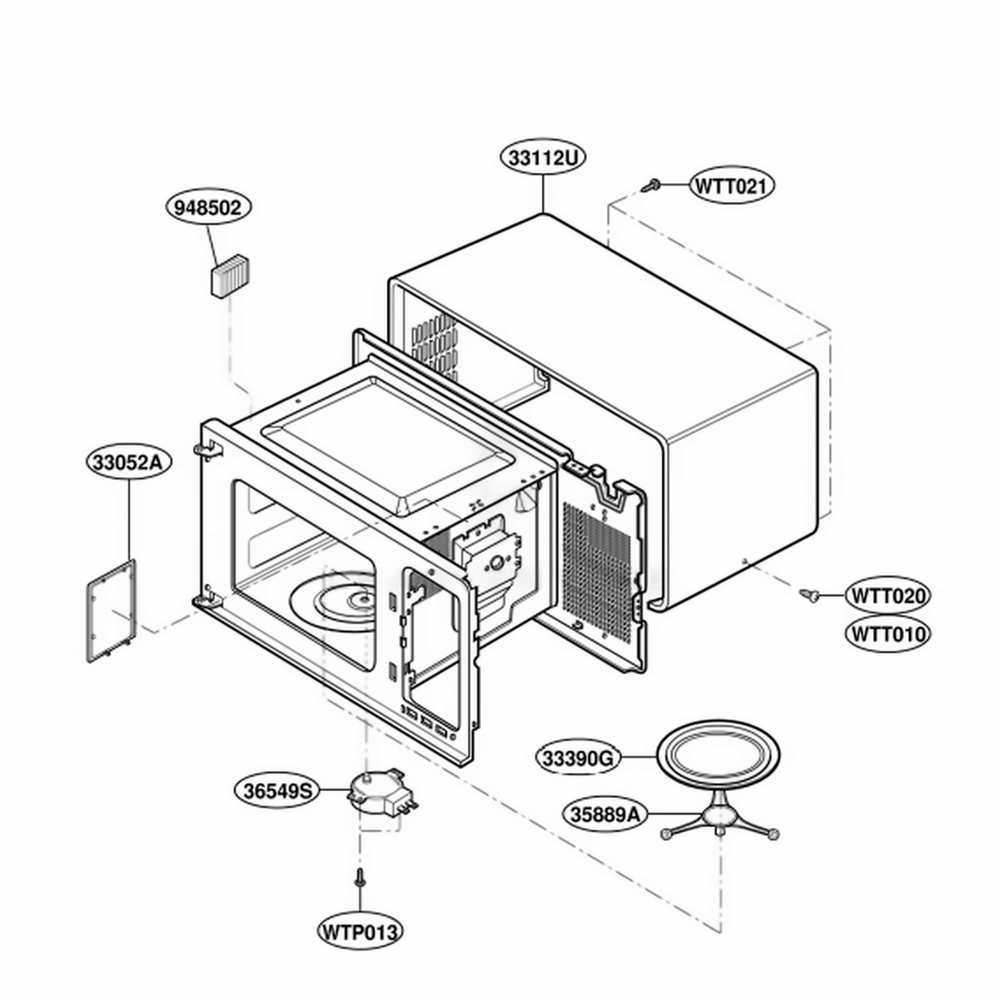 Oven Cavity Parts Diagram and Parts List for LMS1220TB CBKEGSC LG Range