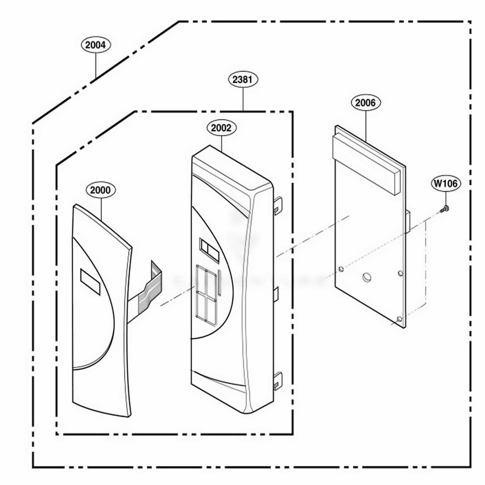 Controller Parts Diagram and Parts List for 63102 CWHESEA LG Range