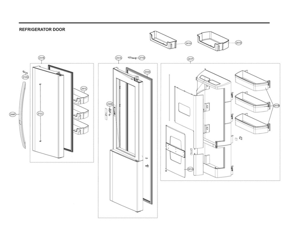 Refrigerator Door Diagram and Parts List for LSXS26366S 07 LG Refrigerator