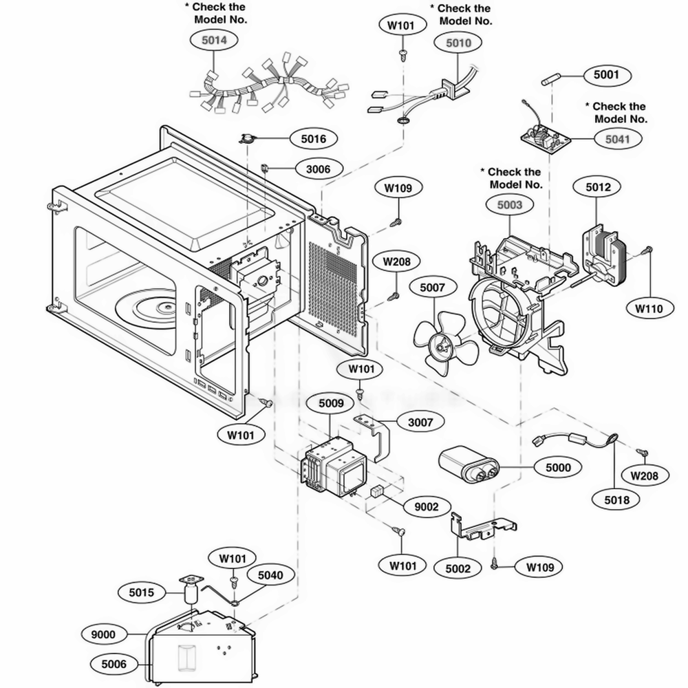 Interior Parts 2 Diagram and Parts List for 62259 CB1ESEA LG Wall Oven